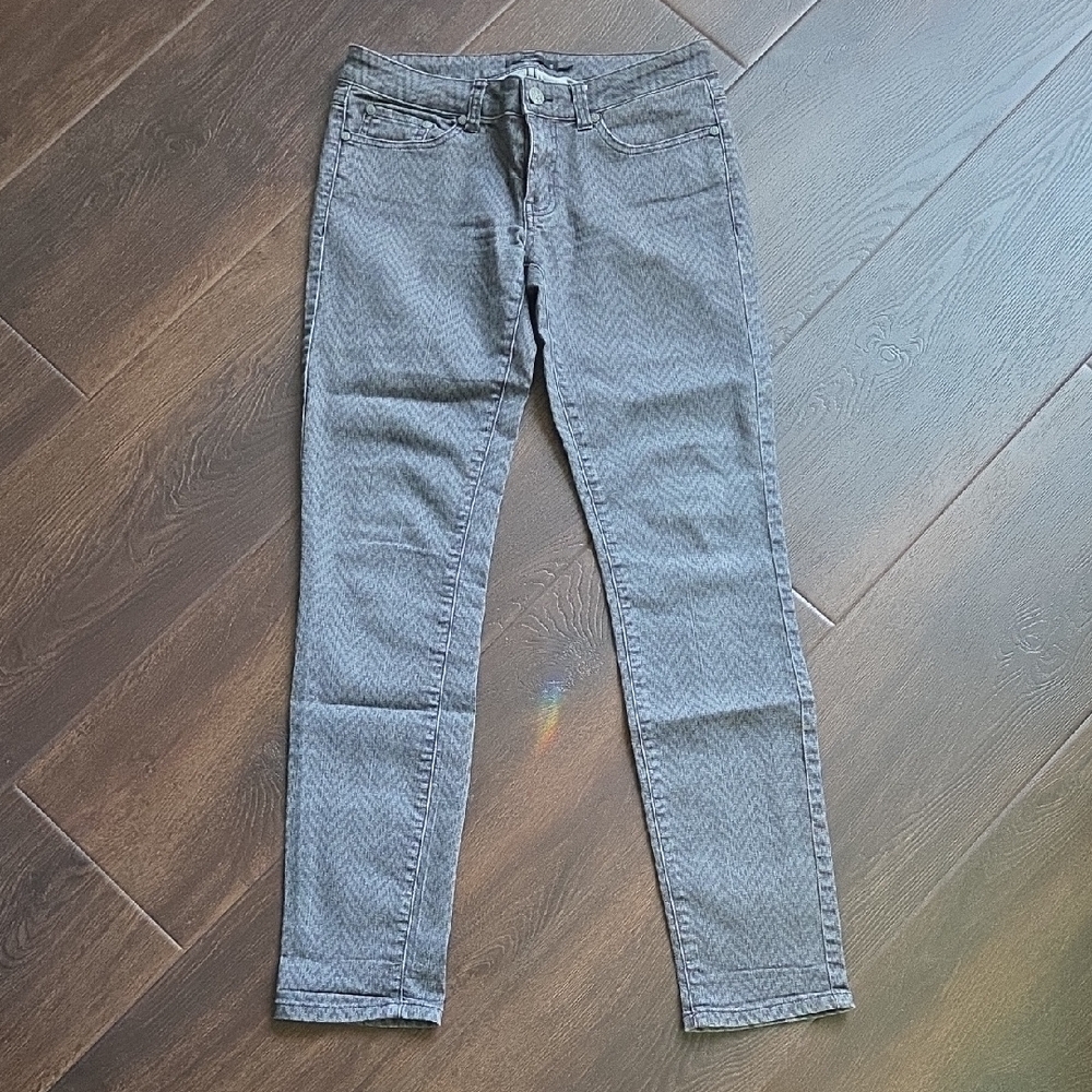 Prana Womens 6 Gray Chevron Denim Low Rise Skinny Jeans Pockets Casual Pants